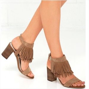 Restricted Tan Fringe Sandals